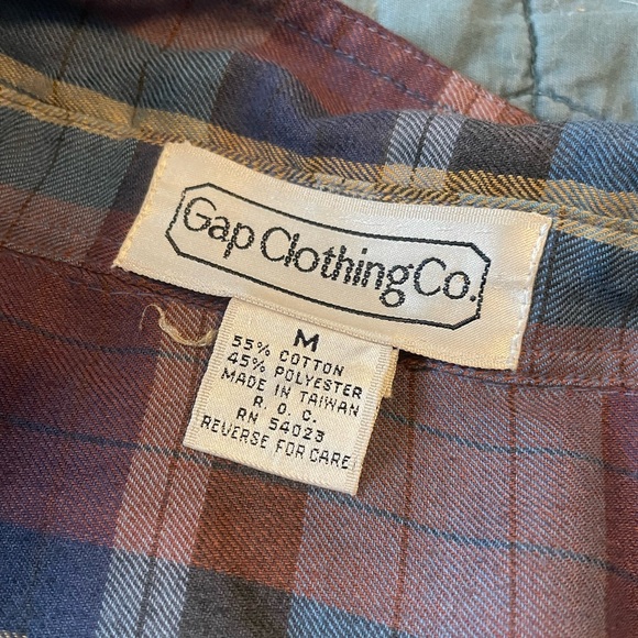 Vintage Gap Clothing Co Plaid Button Down Medium Purple Blue - Picture 4 of 4